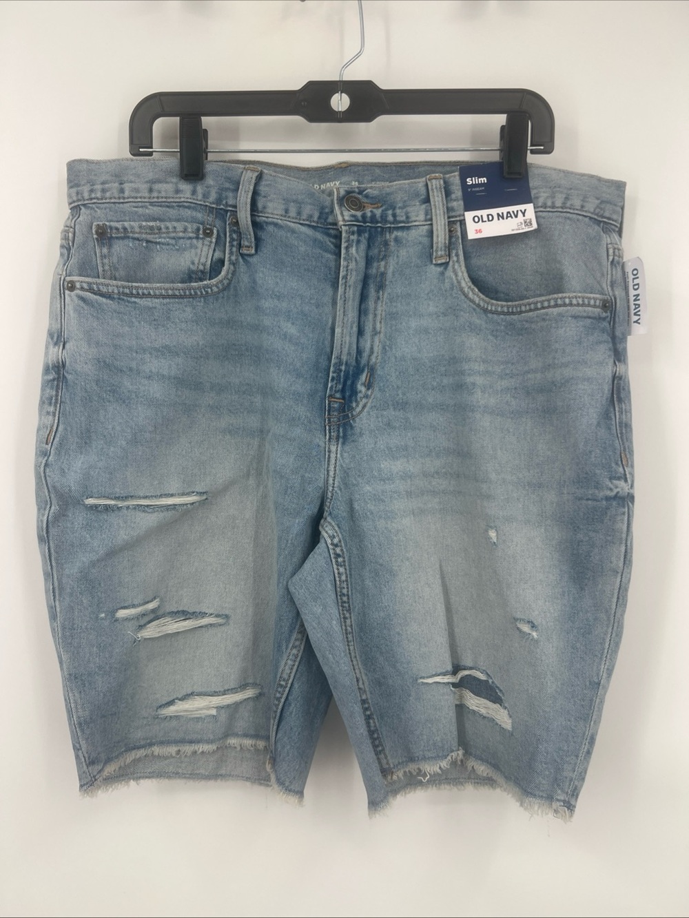 Old Navy Light Blue Distressed Men's Denim Shorts